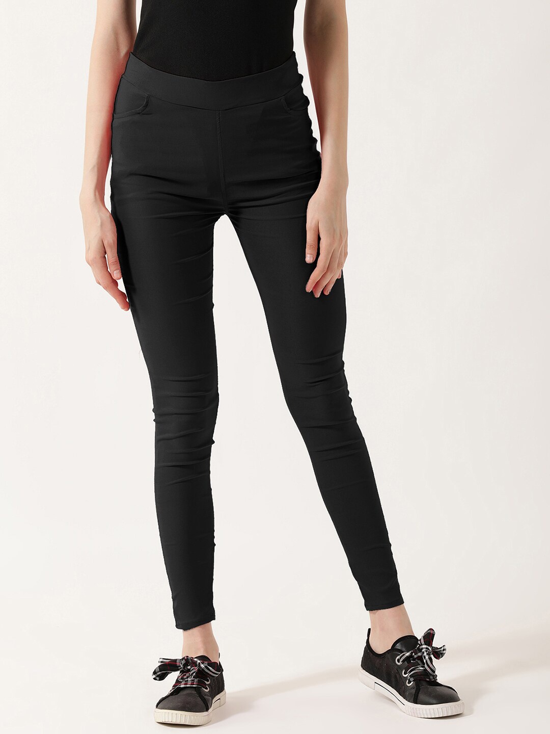

V2 Value & Variety Women Black Solid Cotton Treggings