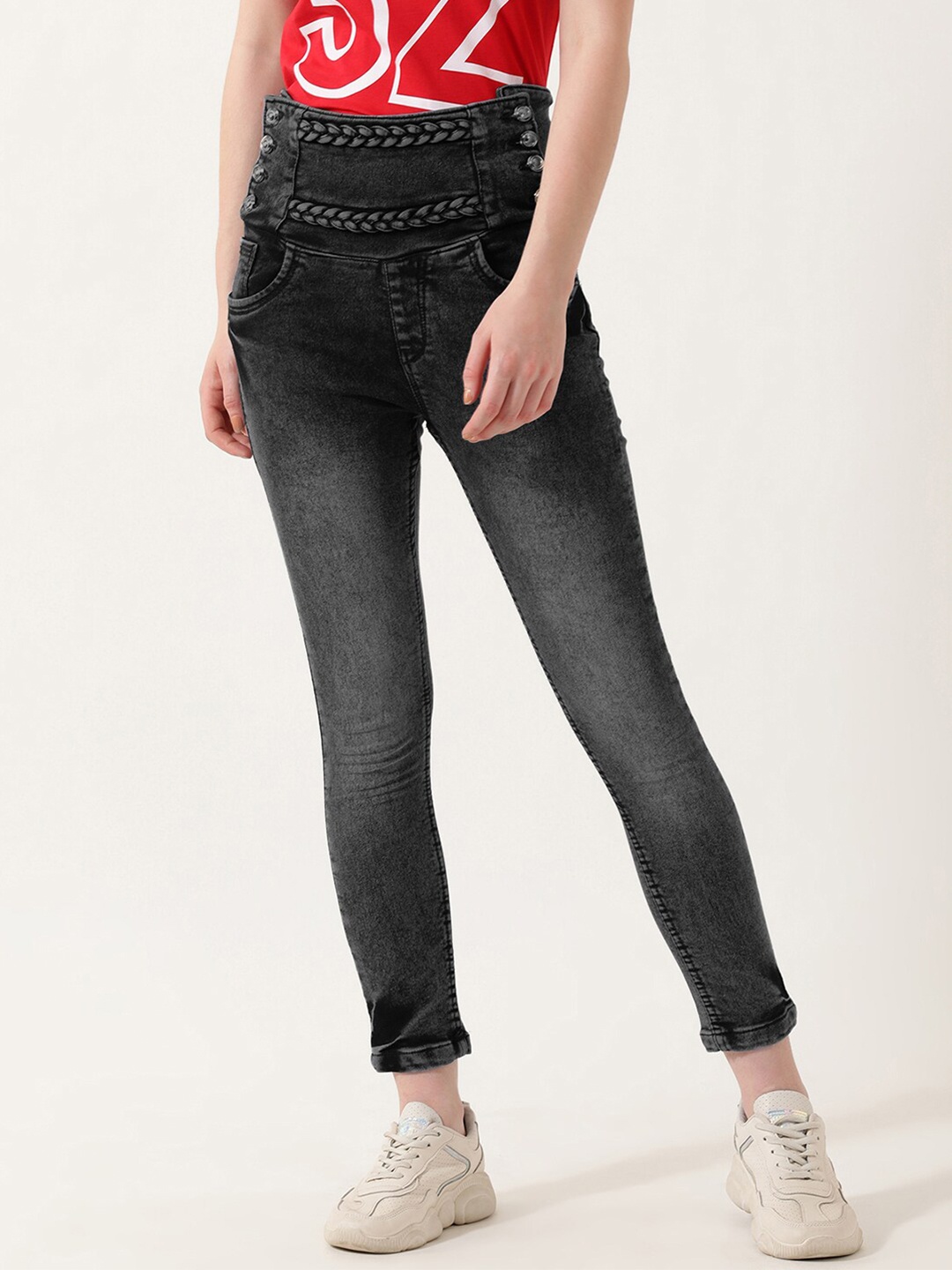 

V2 Value & Variety Women Grey Solid Cotton Regular-Fit Jeggings