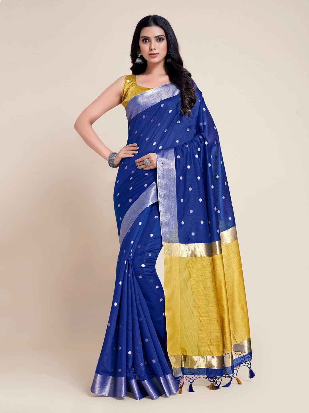 

MIMOSA Blue & Yellow Zari Art Silk Banarasi Saree
