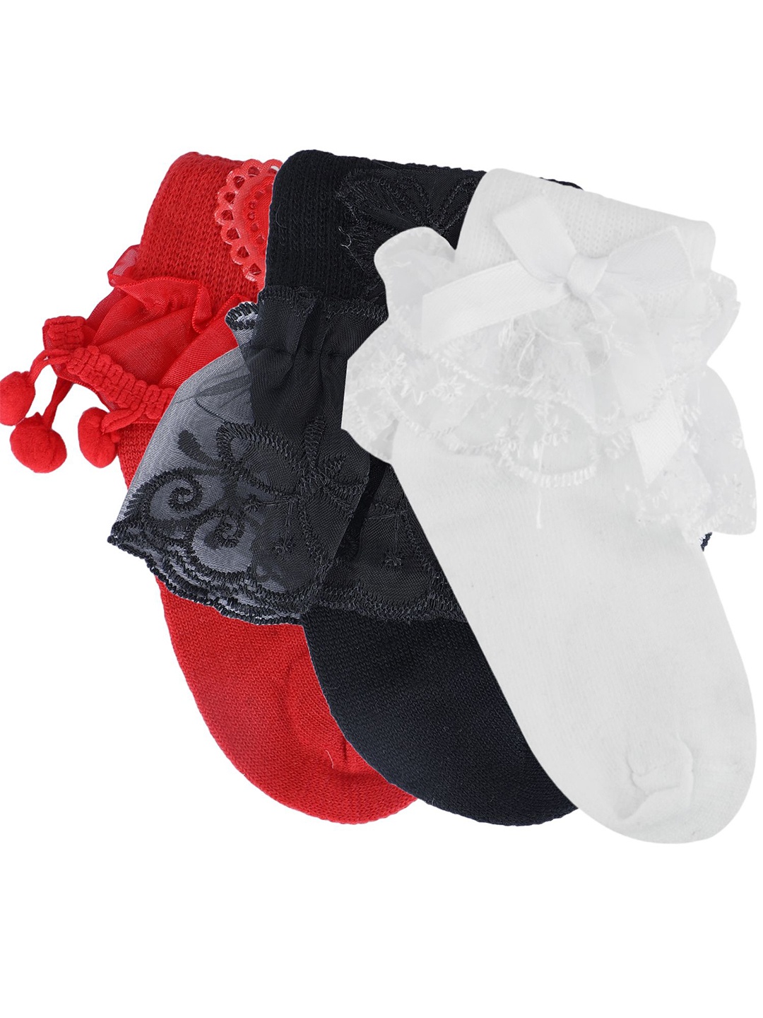 

N2S NEXT2SKIN Girls Pack Of 3 Assorted Combed Cotton Calf-Length Socks
