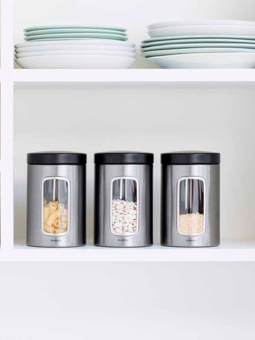 

Brabantia Silver-Toned Set Of 3 Steel Window Canister 1.4 litre