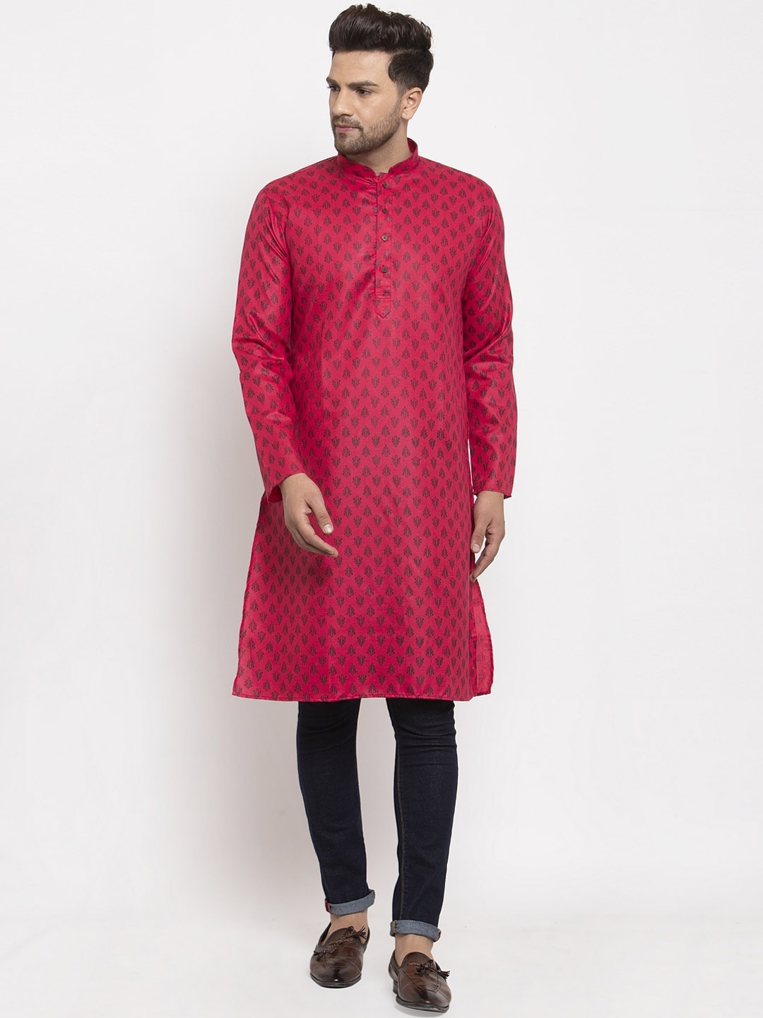 

KRAFT INDIA Men Pink Ethnic Motifs Kurta