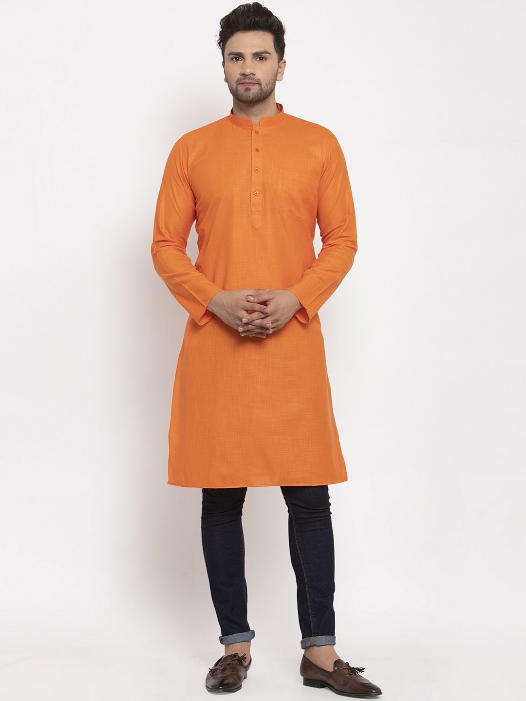 

KRAFT INDIA Men Orange Straight Kurta