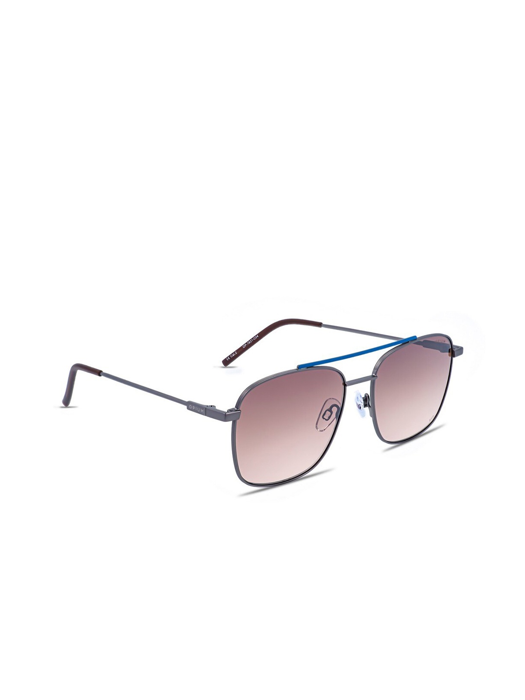 

OPIUM Brown Lens & Gunmetal-Toned Rectangle Sunglasses with UV Protected Lens OP-1831-C04, Metallic
