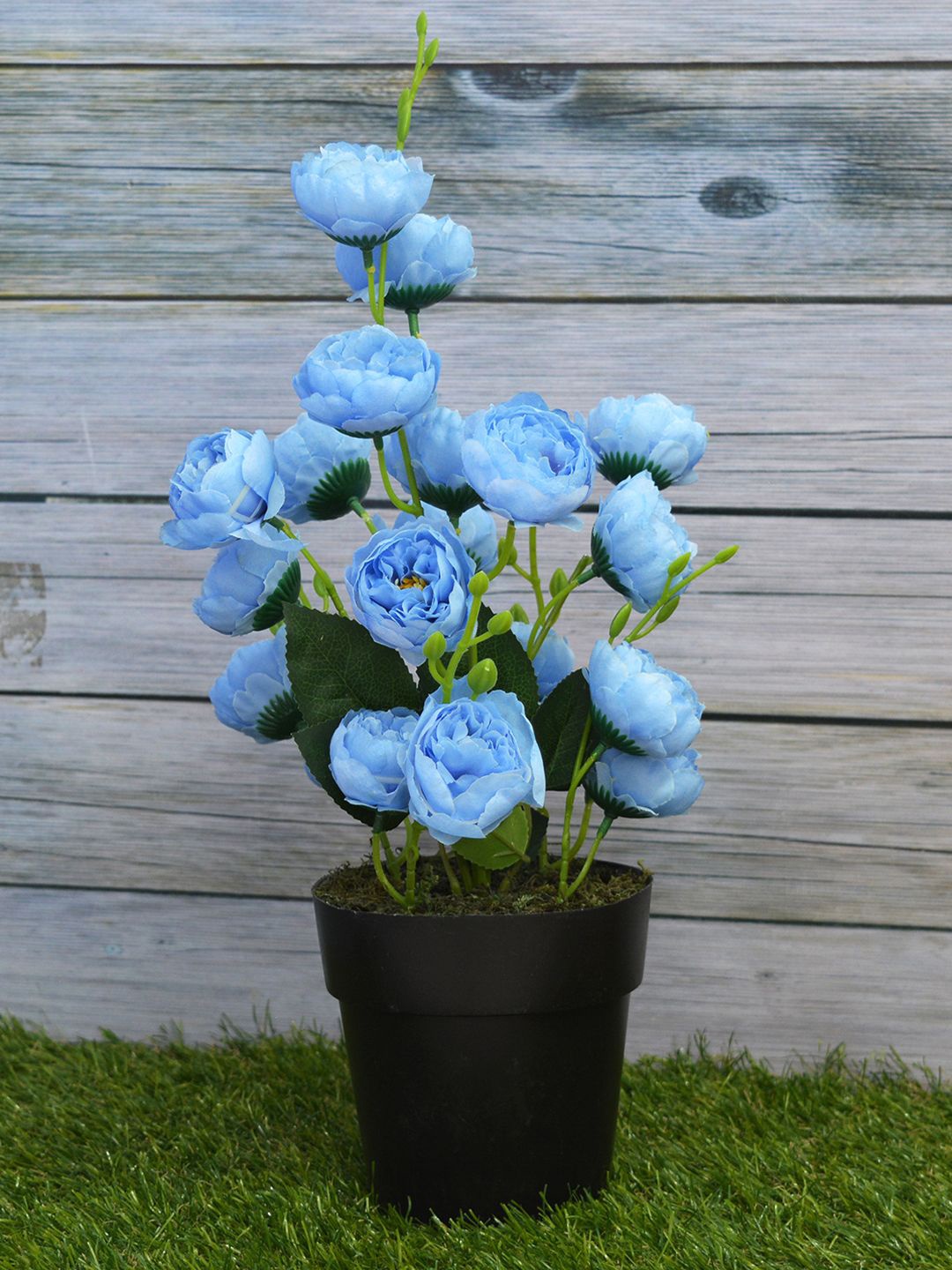 

fancy mart Blue Bengal Rose Artificial Flower in Cone Pot