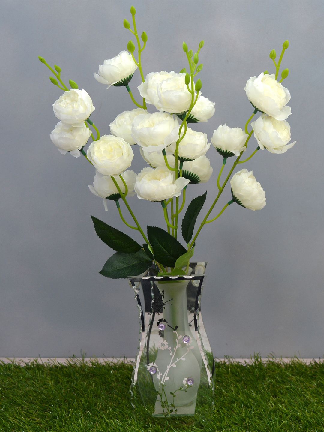 

fancy mart White Bengal Rose Artificial Flower Bunch without Pot