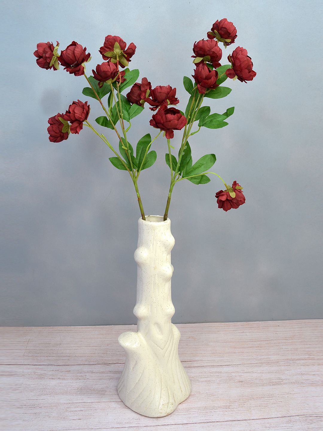 

fancy mart Set Of 2 Red Artificial Flower Stick Peony without Pot