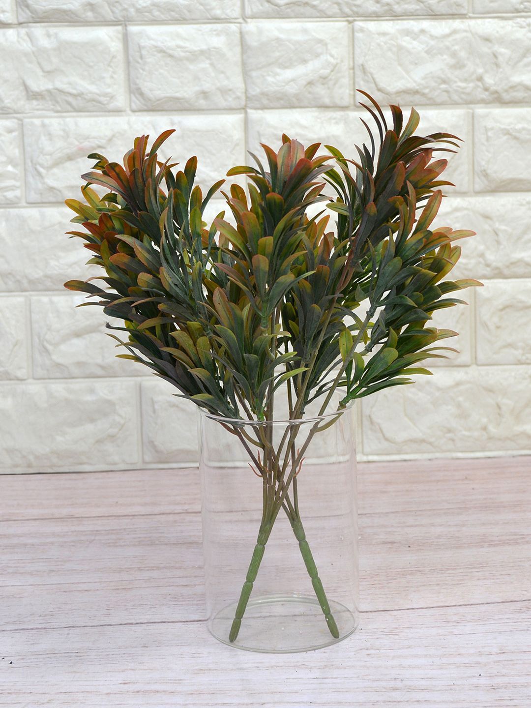

fancy mart Set Of 2 Red & Green Artificial Euphorbia Plant Bunch without Pot