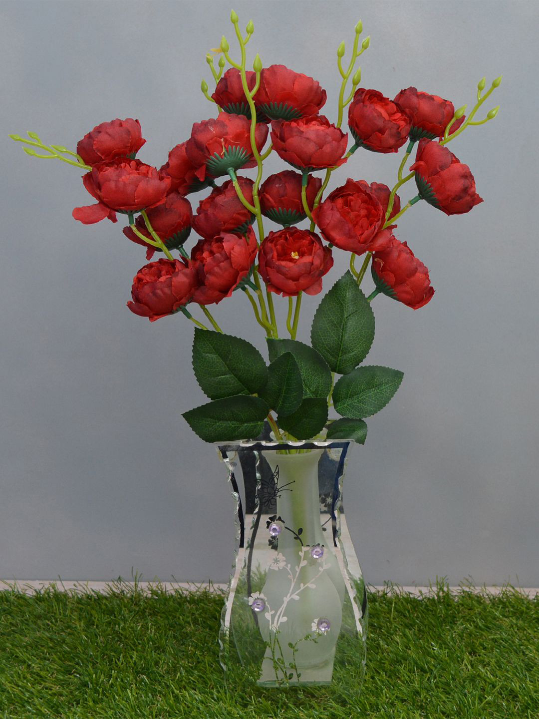 

fancy mart Maroon Artificial Flower Bengal Rose Bunch without Pot