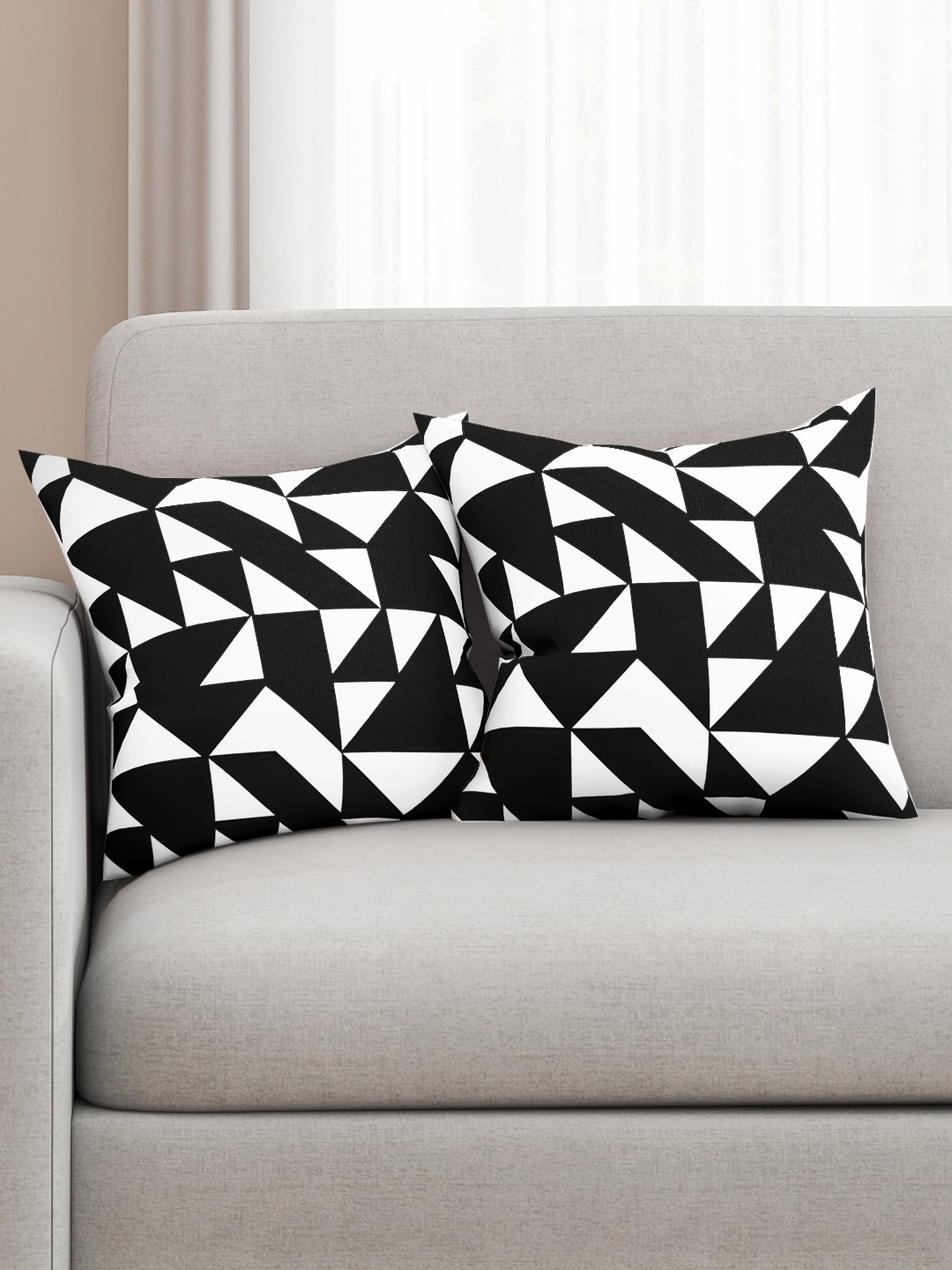 

SEJ by Nisha Gupta Black Set of 2 Printed 16'' x 16'' Square Cushion Covers