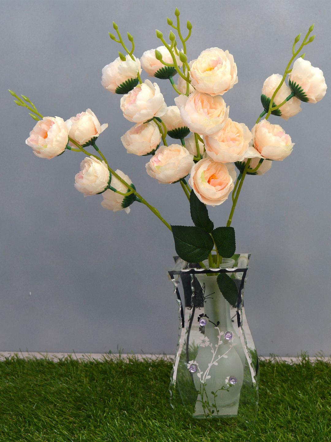 

fancy mart Pink & Green Artificial Flower Bengal Rose Bunch without Pot