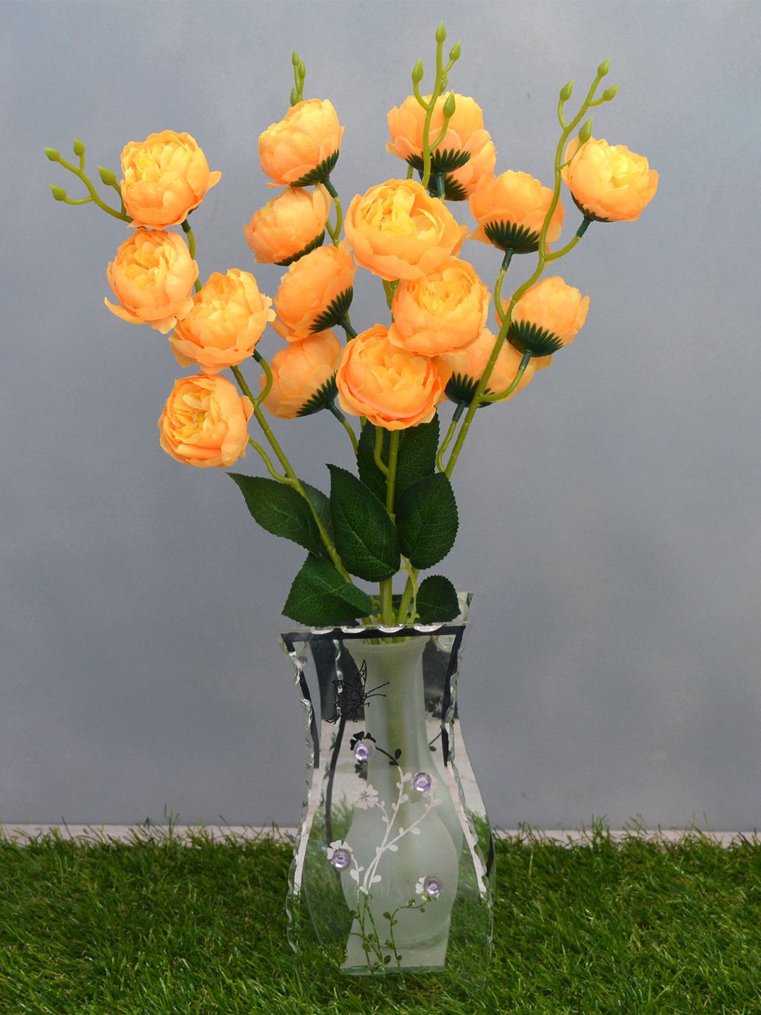 

fancy mart Yellow Artificial Bengal Rose Bunch without Pot