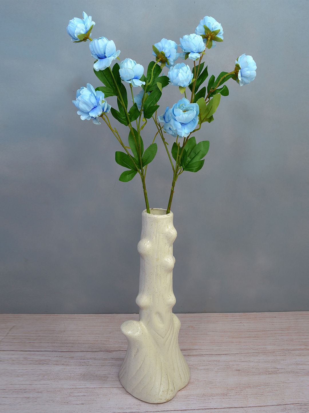 

fancy mart Set Of 2 Blue Artificial Flower Peony Stick without Pot