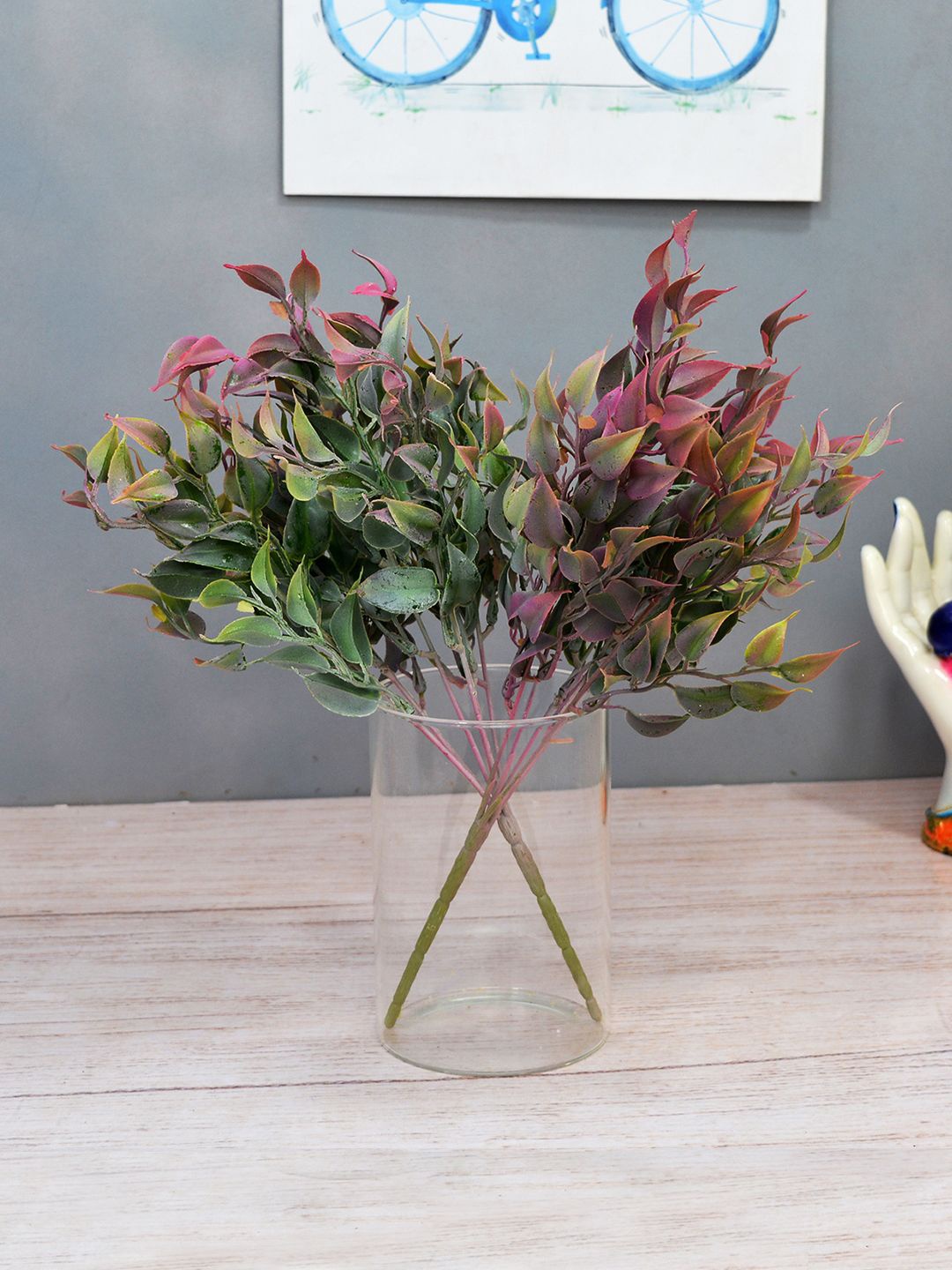 

fancy mart Set Of 2 Pink & Green Artificial Latex Plant Bunch without Pot