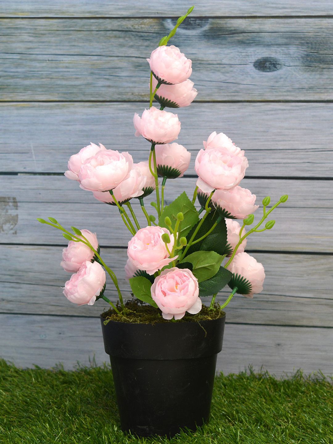 

fancy mart Pink Artificial Flower Bengal Rose With Cone Pot