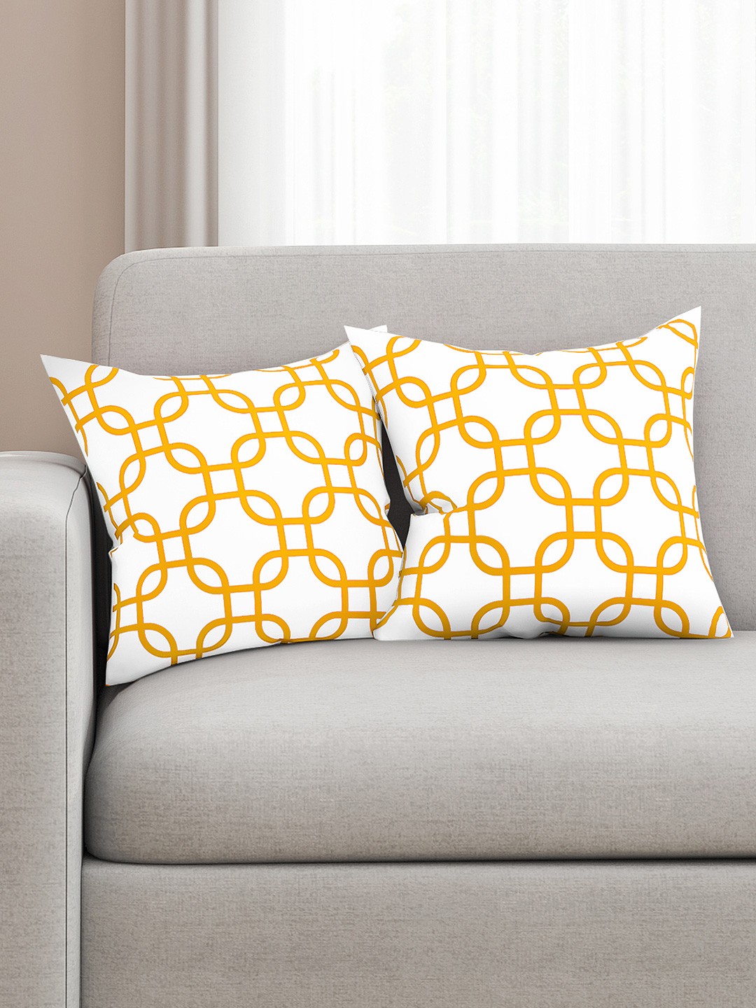 

SEJ by Nisha Gupta White Set of 2 Printed 16'' x 16'' Square Cushion Covers