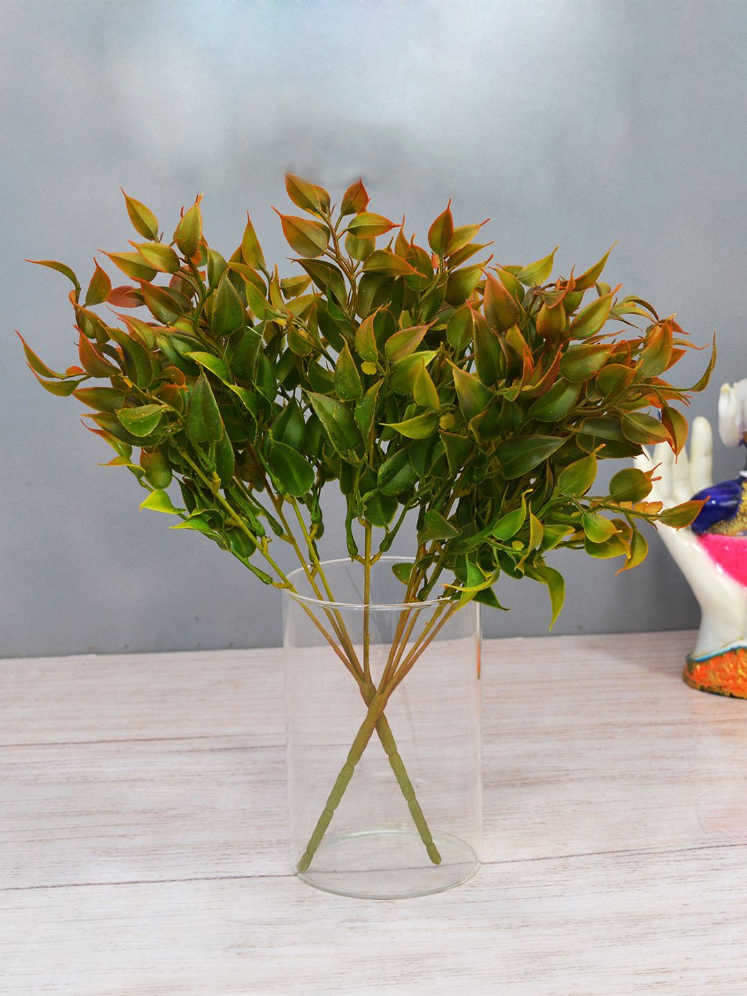 

fancy mart Set Of 2 Red & Green Artificial Latex Plant Bunch without Pot