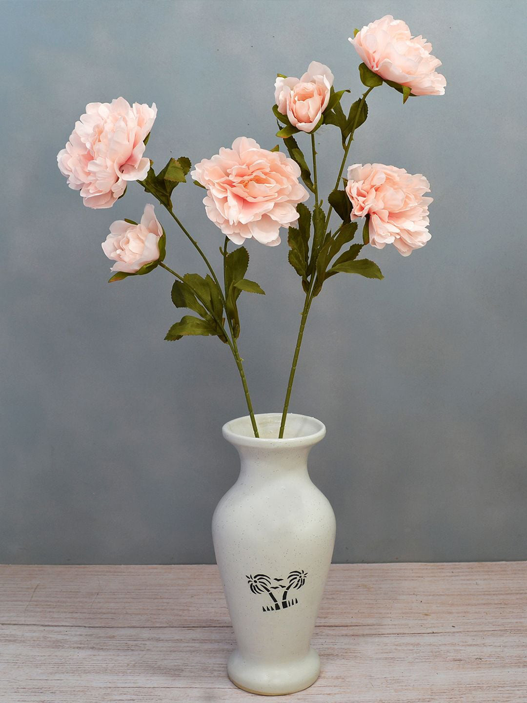 

fancy mart Set of 2 Pink Artificial Flower Stick Common Peony Without Pot