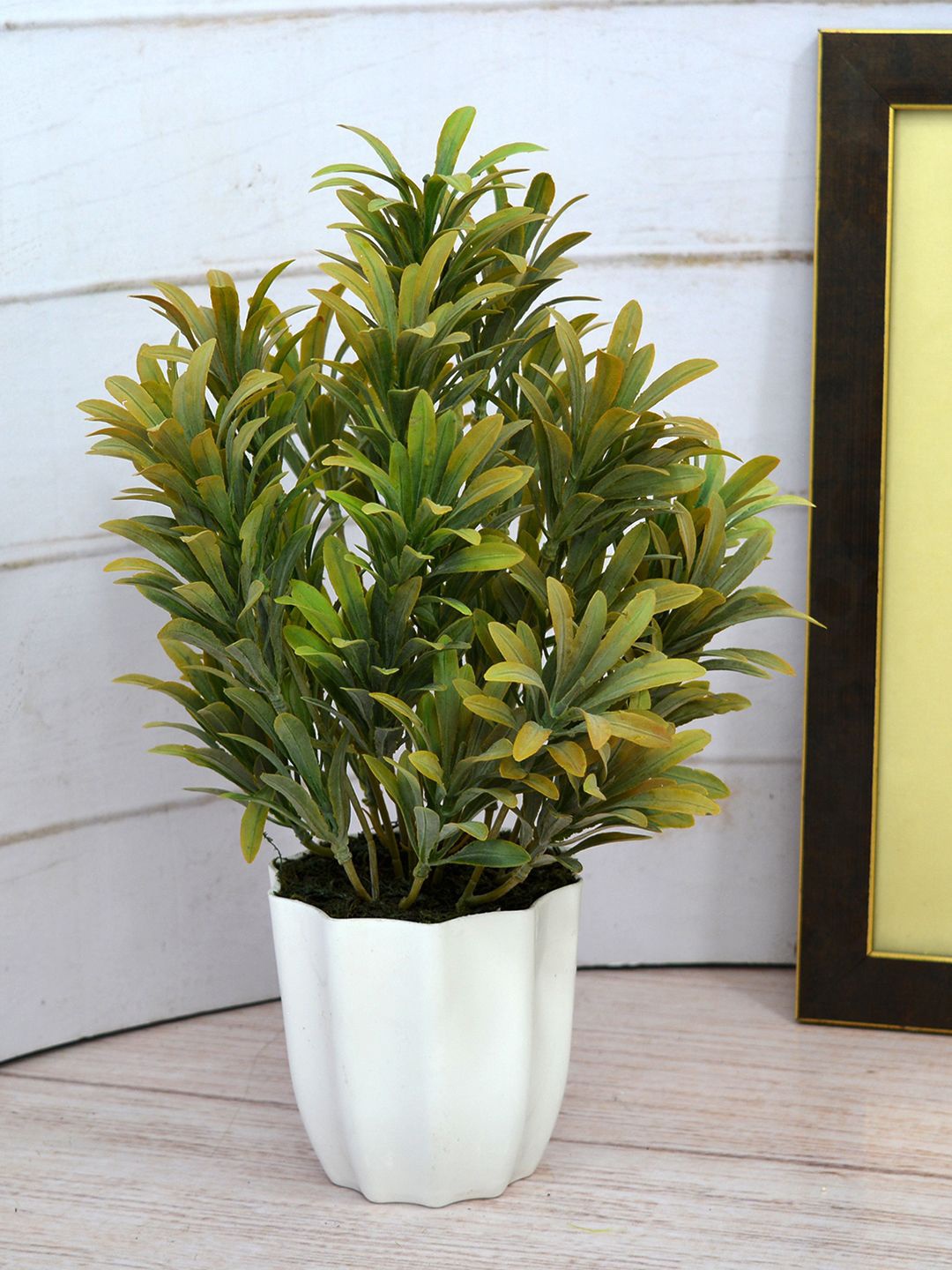 

fancy mart Green & Yellow Artificial Plant Euphorbia With Star Pot