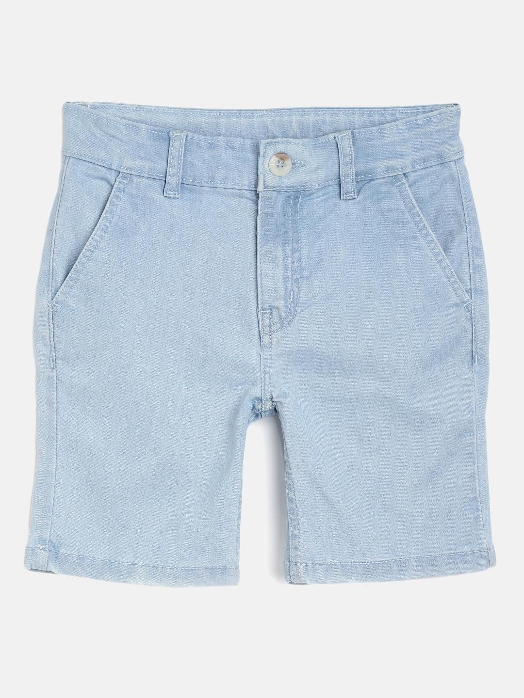 

Cherry Crumble Boys Blue Solid Cotton Denim Shorts