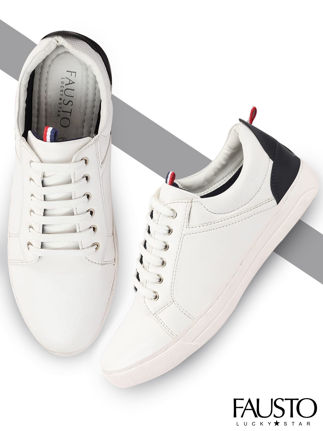 

FAUSTO Men White Colourblocked PU Sneakers