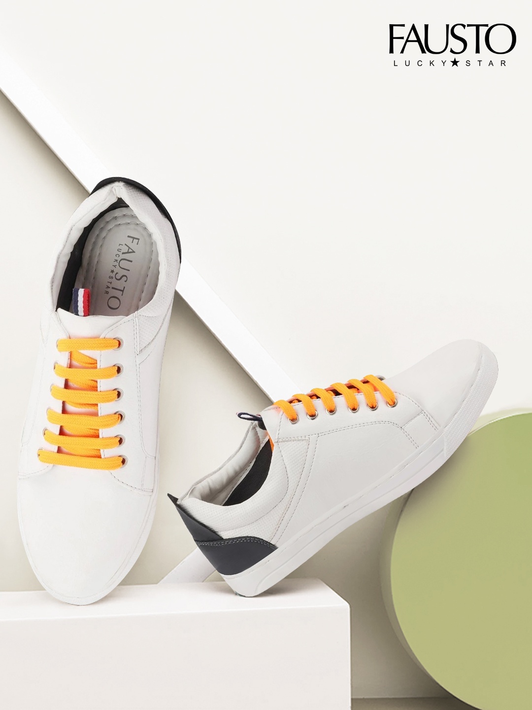 

FAUSTO Men White Colourblocked PU Sneakers