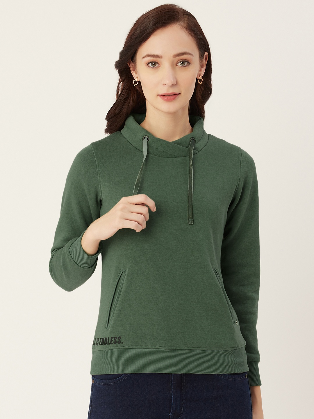

Monte Carlo Women Green Solid Sweatshirt