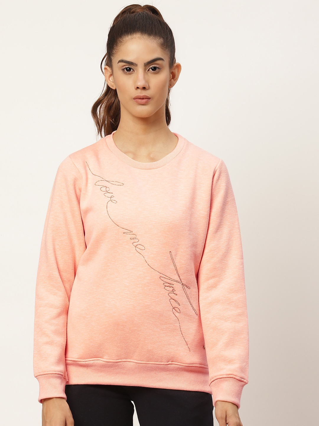 

Monte Carlo Women Peach-Coloured Printed Sweatshirt