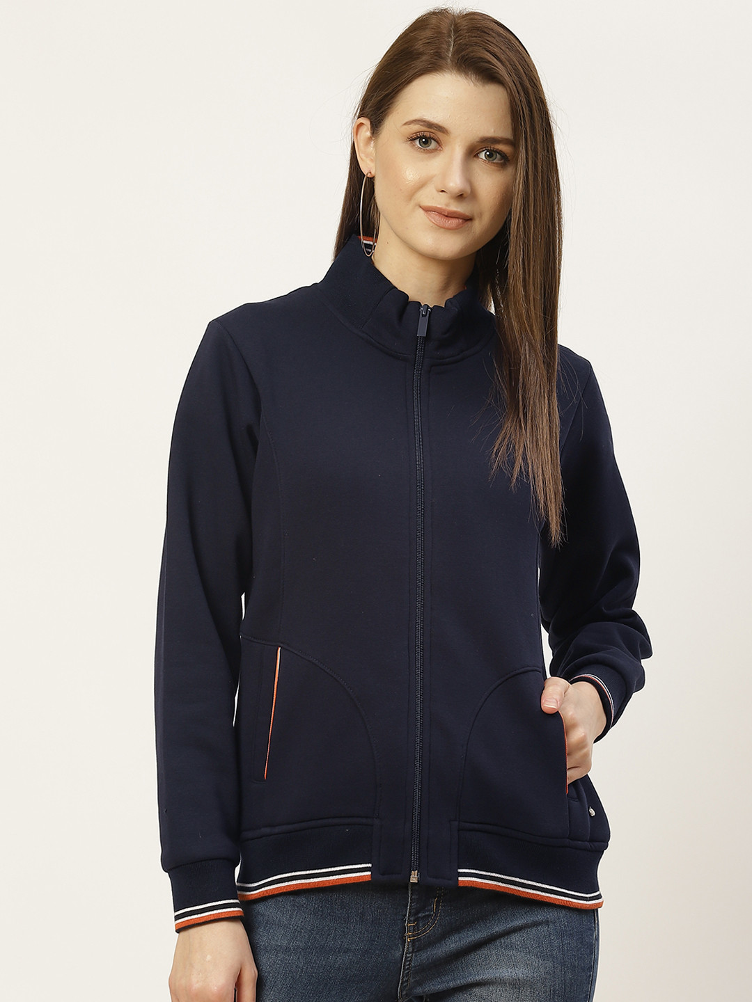 

Monte Carlo Women Navy Blue Solid Sweatshirt