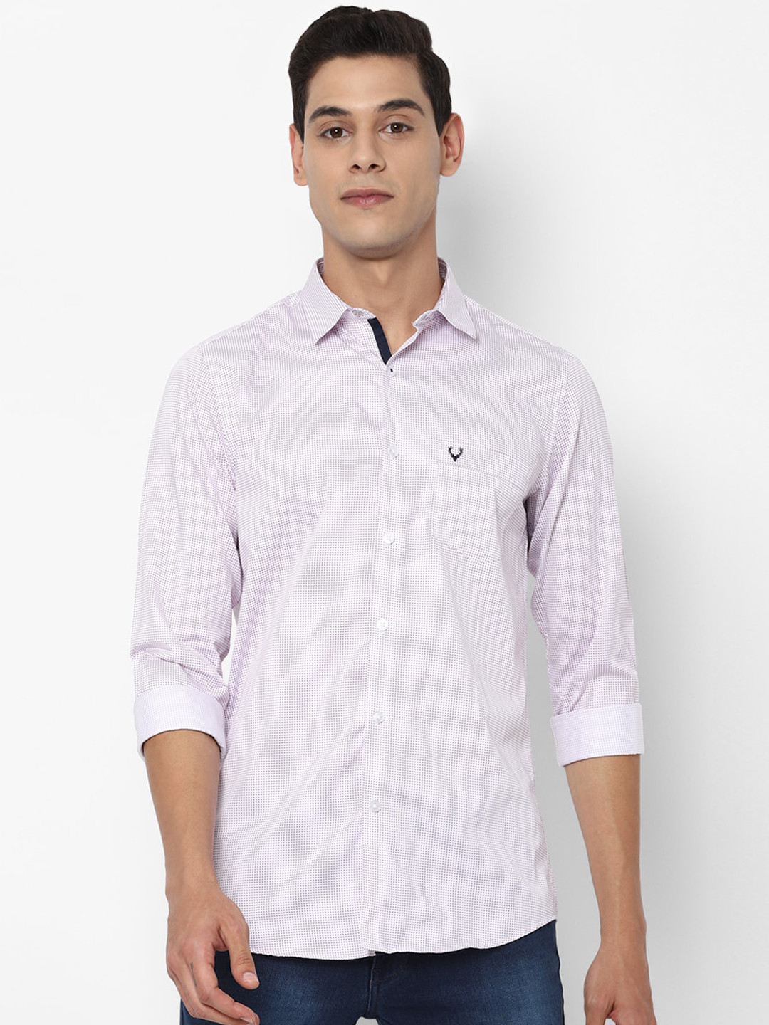 

Allen Solly Men Purple Slim Fit Opaque Printed Casual Shirt