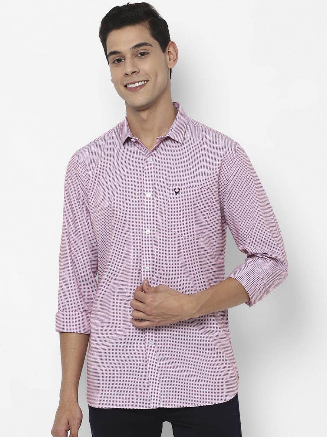 

Allen Solly Men Purple Slim Fit Micro Checks Opaque Checked Casual Shirt