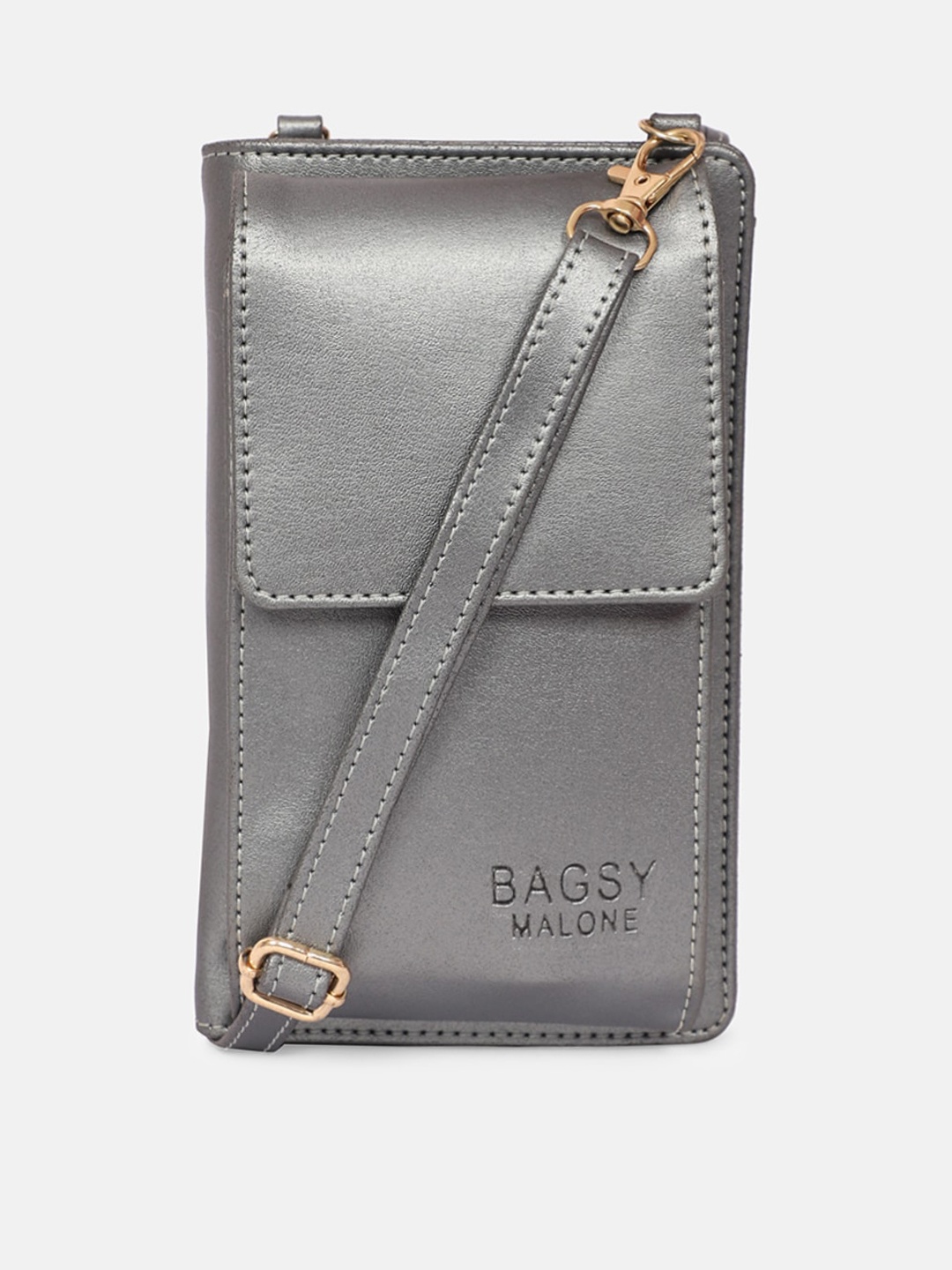 

Bagsy Malone Metallic Solid PU Mobile Sling Bag