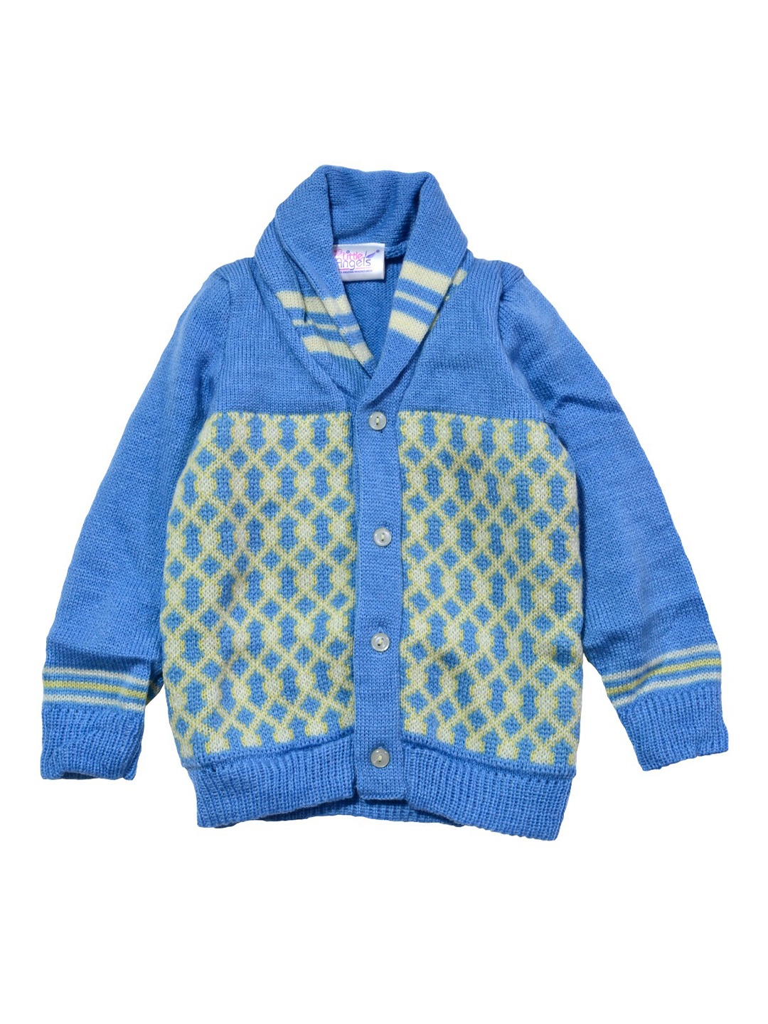 

Little Angels Unisex Kids Blue & Yellow Quirky Printed Front-Open