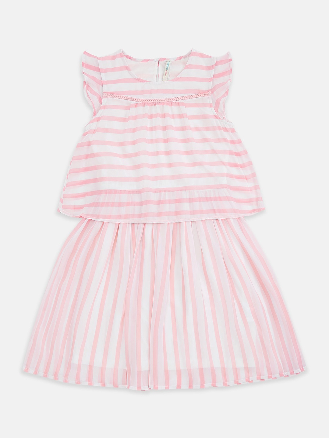 

Pantaloons Junior Pink Striped Georgette A-Line Dress