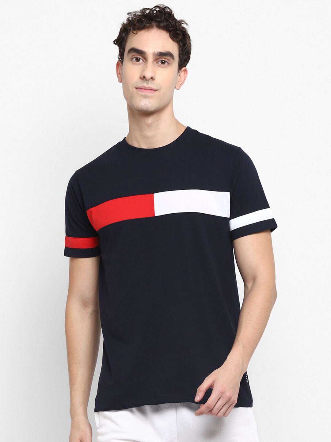 

OFF LIMITS Men Navy Blue Applique T-shirt
