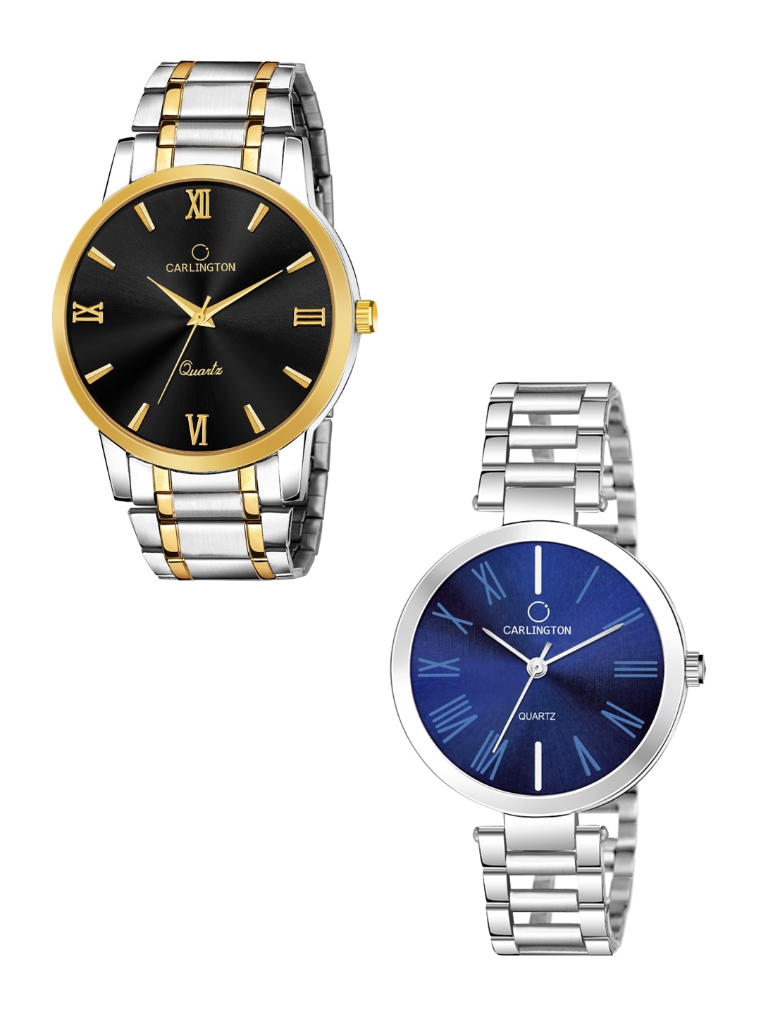

CARLINGTON His & Her Black Dial & Stainless Steel Bracelet Style Analogue Watches