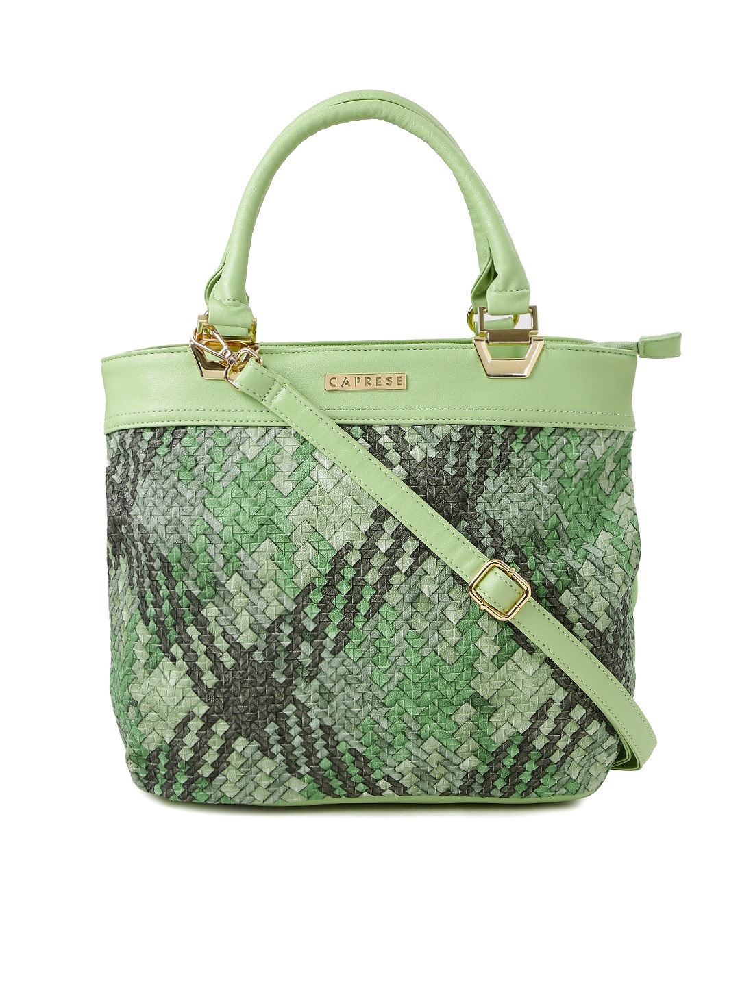 

Caprese Green & Grey Patterned Handbag