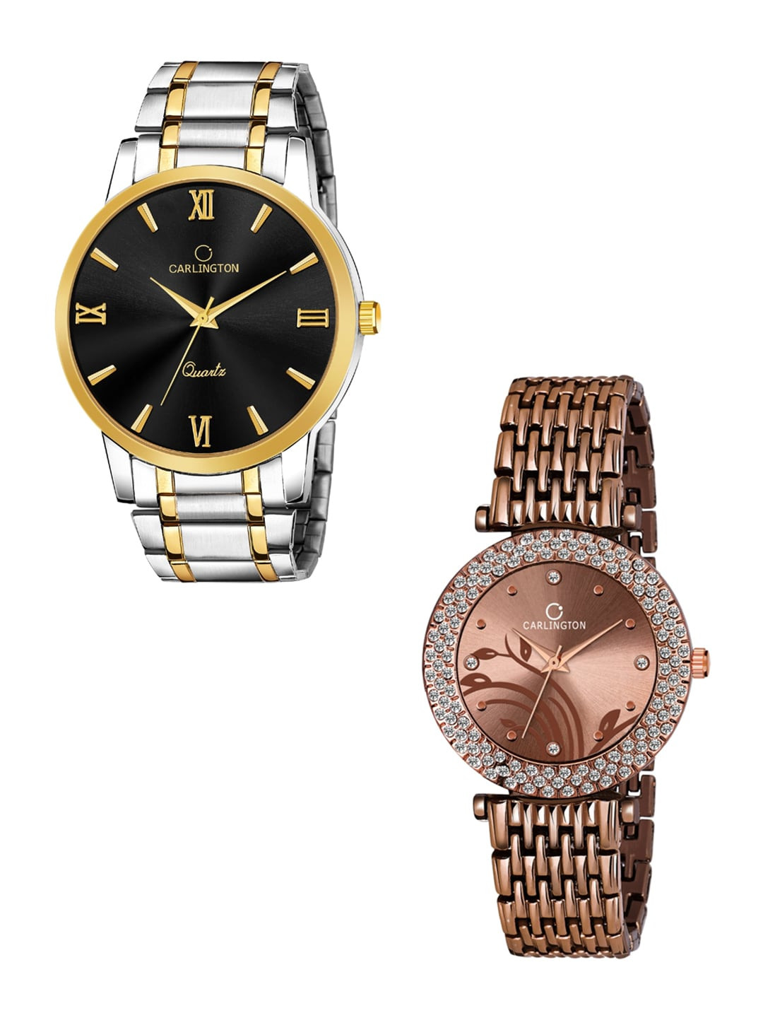 

Carlington Unisex Multicoloured Dial & Stainless Steel Bracelet Style Analogue Watch Combo, Black