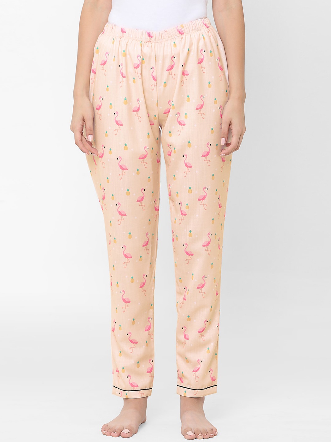 

FashionRack Women Peach Flamingo Printed Loungewear