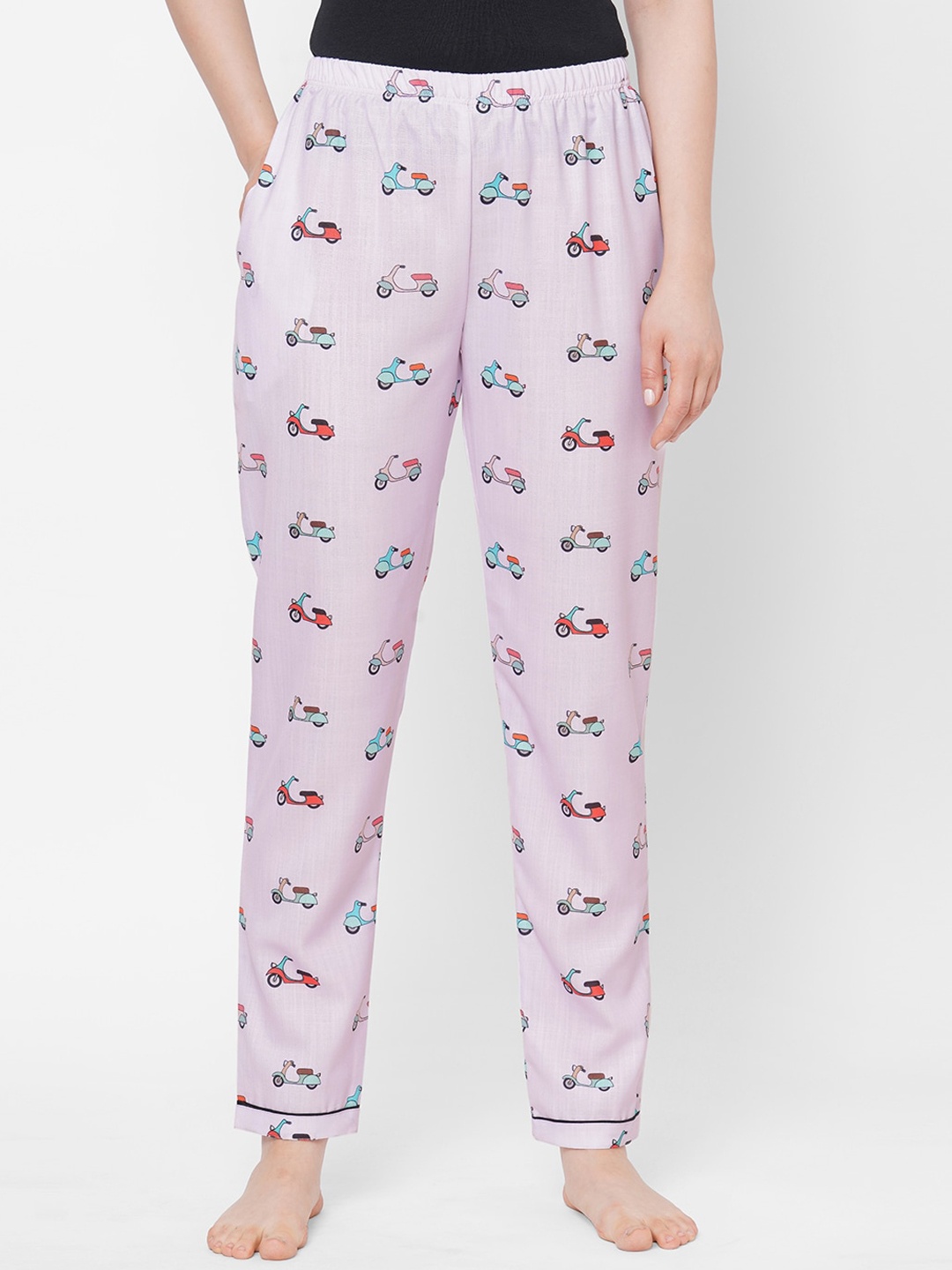 

FashionRack Women Lavender & Multicolor Printed Mid-Rise Pyjama