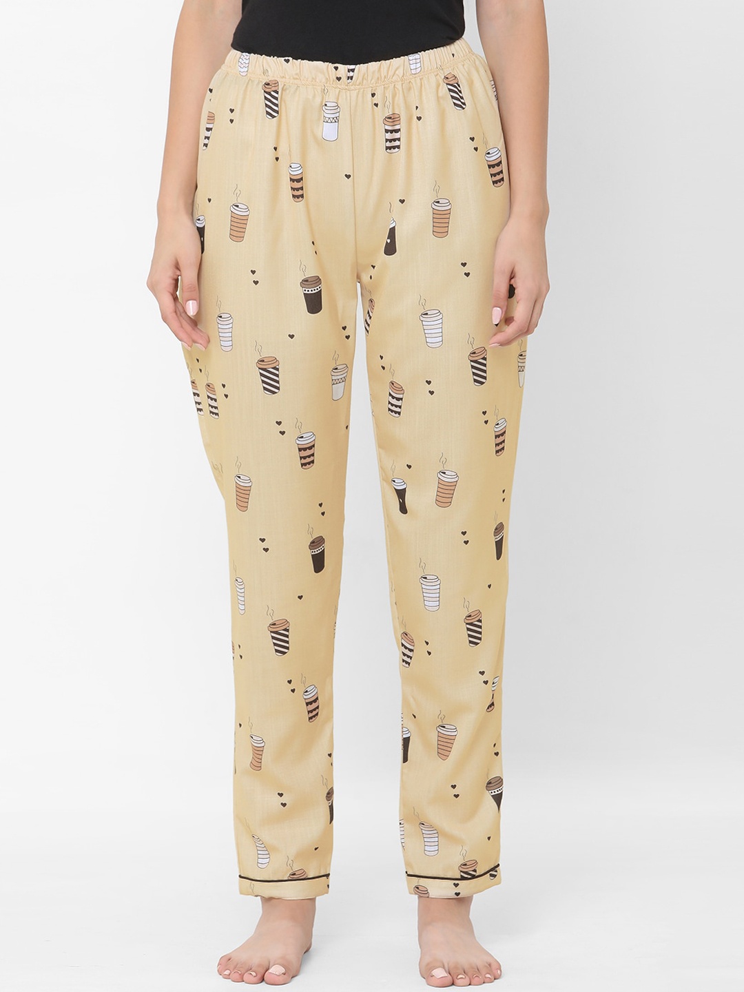 

FashionRack Women Light Brown Coffee Mug Printed Cotton Lounge Pants