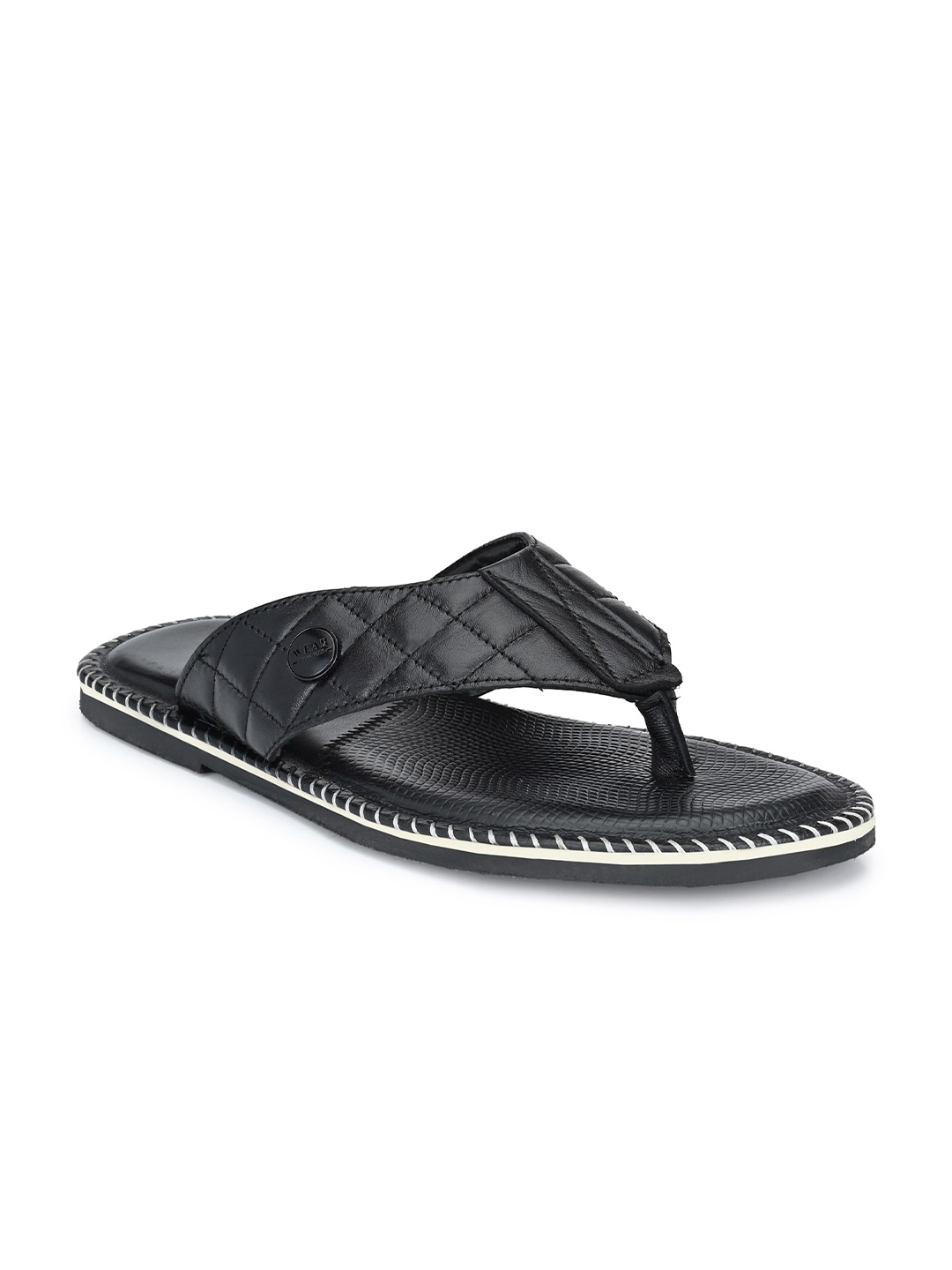 

Eego Italy Men Black Textured Leather Comfort Sandals