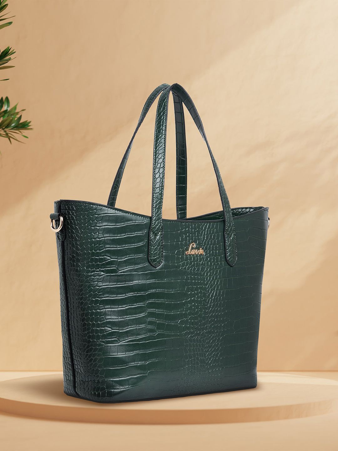 

Lavie Women Hailon Green Animal Textured Shopper Oversized Tote Bag