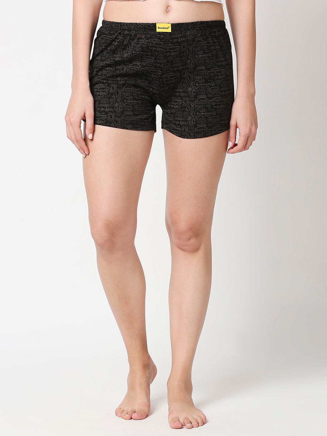 

Bewakoof Women Black Printed Lounge Shorts
