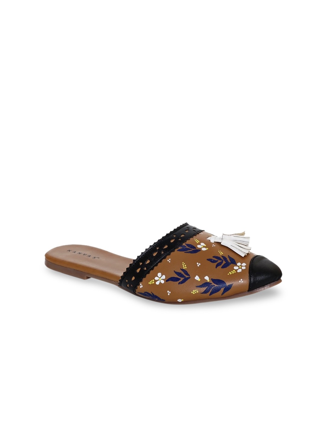 

Kanvas Women Printed Mules With Tassels, Brown