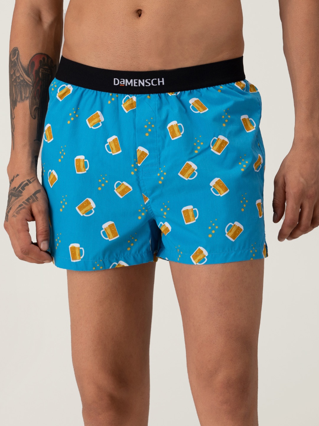 

DAMENSCH Men Printed Ultra-Light Cotton Regular Fit Inner Boxer, Blue