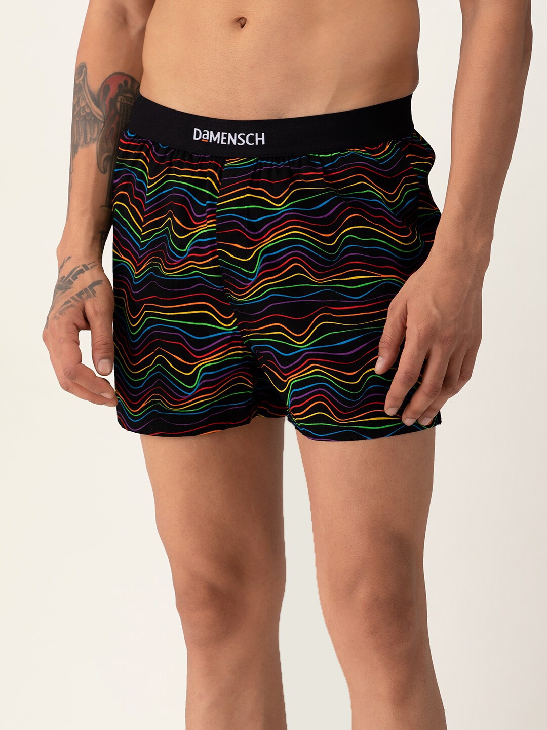 

DAMENSCH Breeeze Men Printed Cotton Ultra-Light Inner Boxers DAM-PR2-SBX-PRD, Black