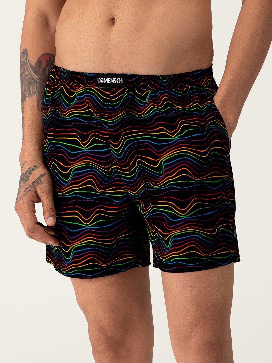 

DAMENSCH Men Printed Ultra-Light Cotton Regular Fit Boxer, Black