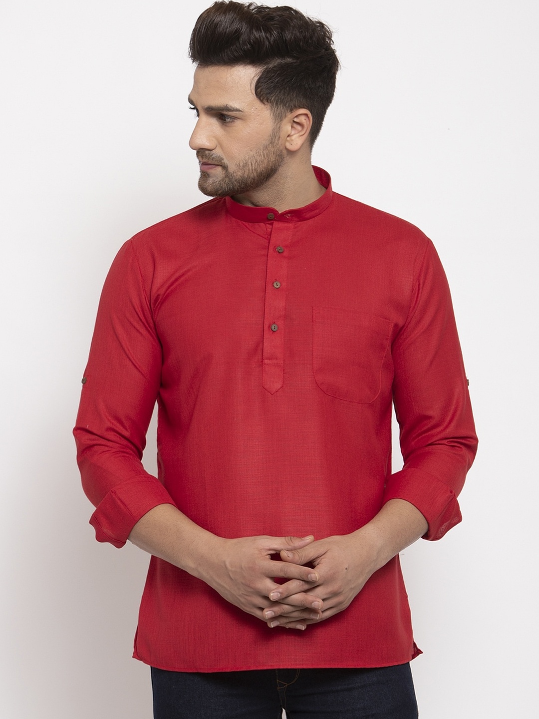

KRAFT INDIA Men Red Solid Kurta