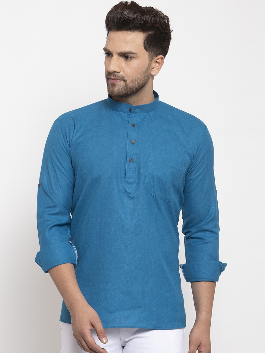 

KRAFT INDIA Men Blue Solid Straight Kurta